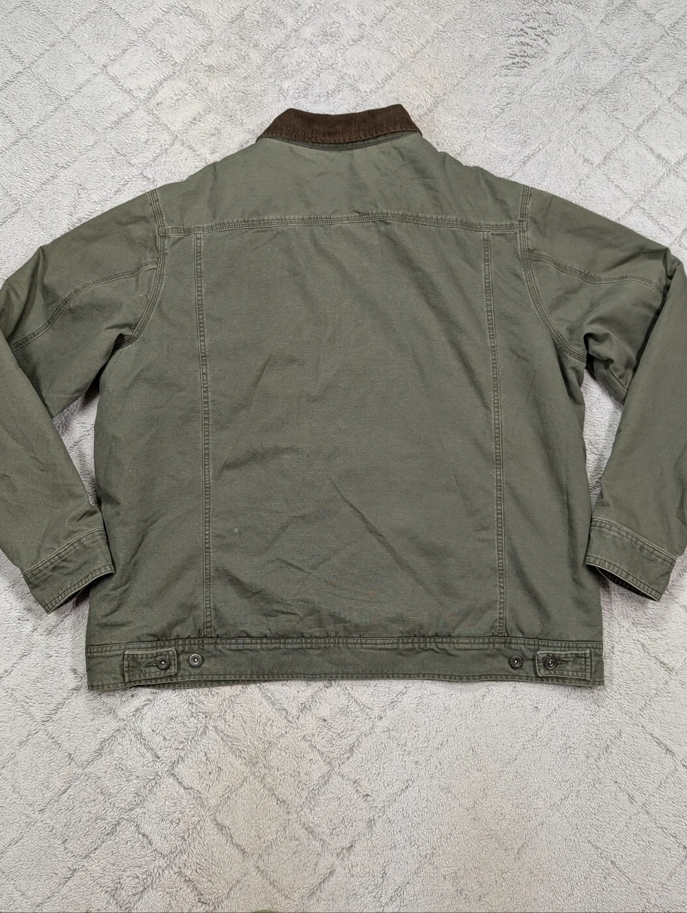 Woolrich Jacket Mens XXL Green Barn Chore Coat Canvas Sherpa Lined Rugged Work